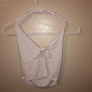 white ribbed halter neck